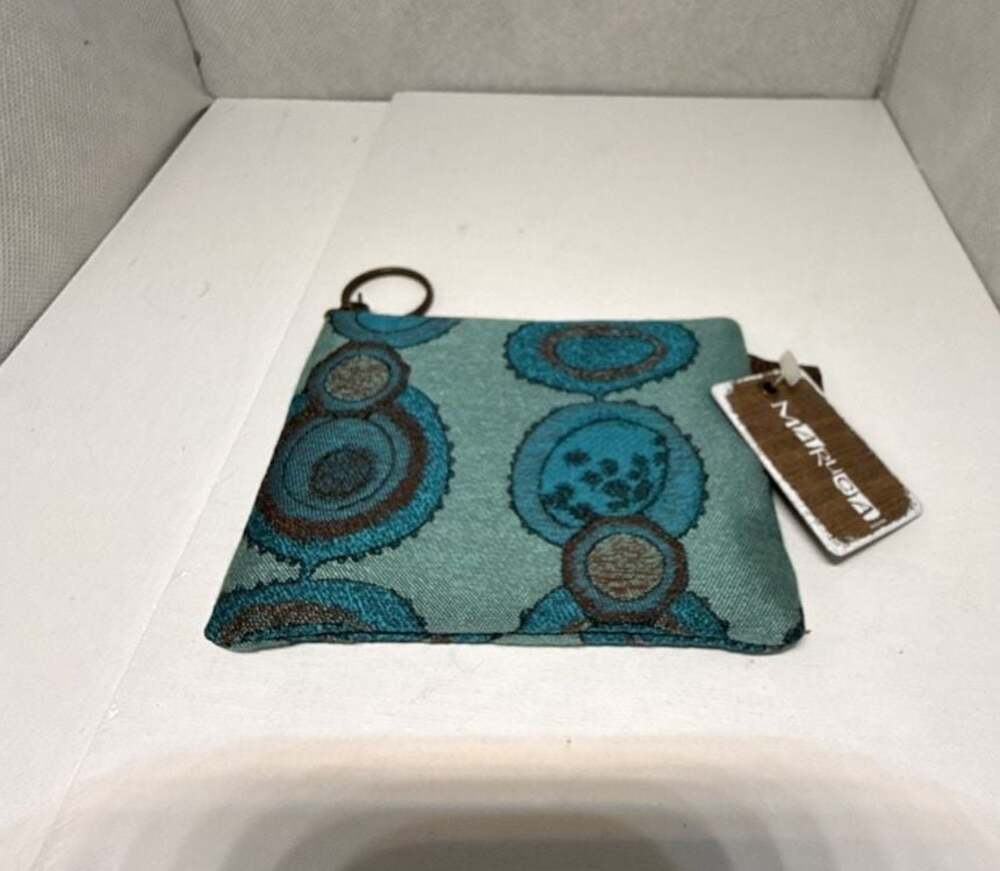 Maruca Designs Woven Coin Purse in Teal Geometric Pattern
